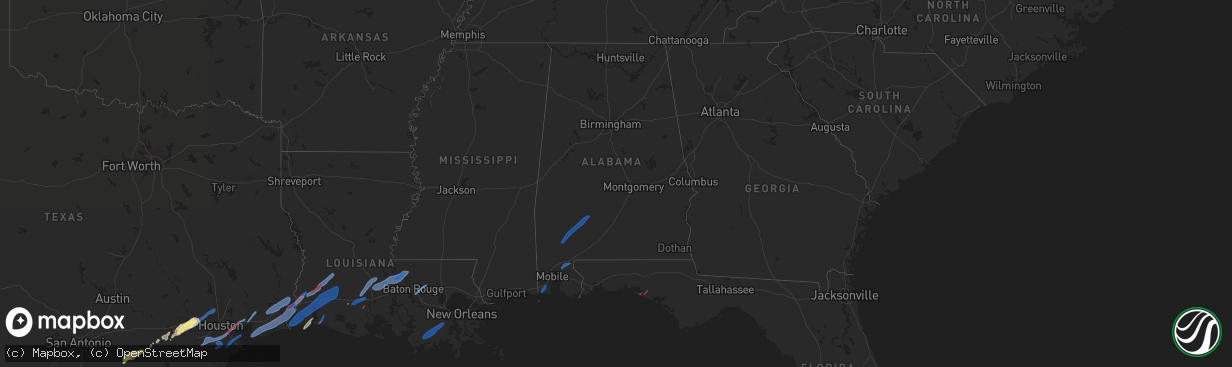 Hail map in Alabama on January 24, 2023