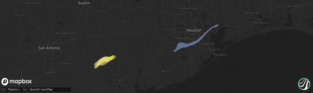 Hail map in Baytown, TX on January 24, 2023