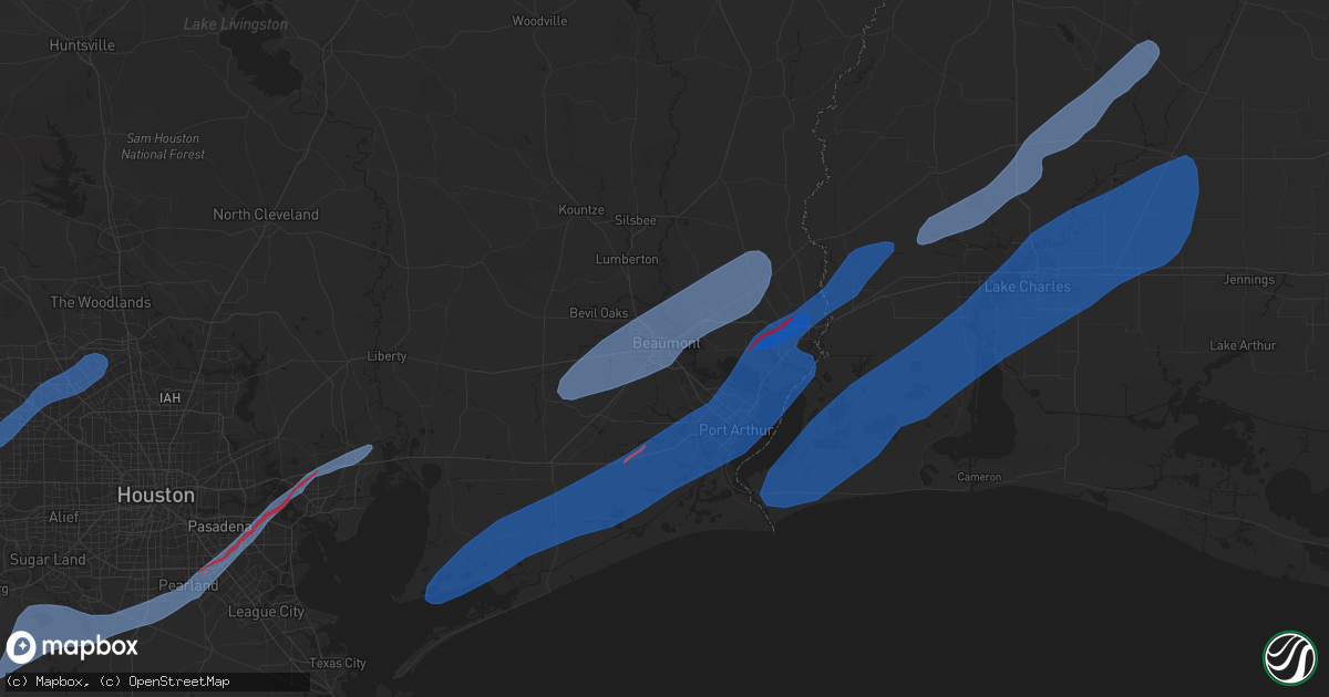 Hail map in Beaumont, TX on January 24, 2023
