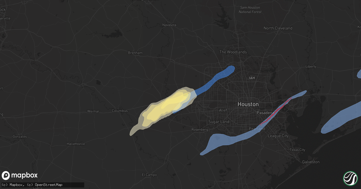 Hail map in Brookshire, TX on January 24, 2023