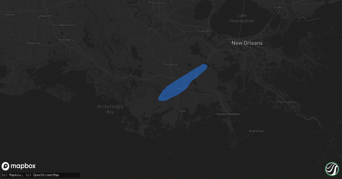 Hail map in Houma, LA on January 24, 2023