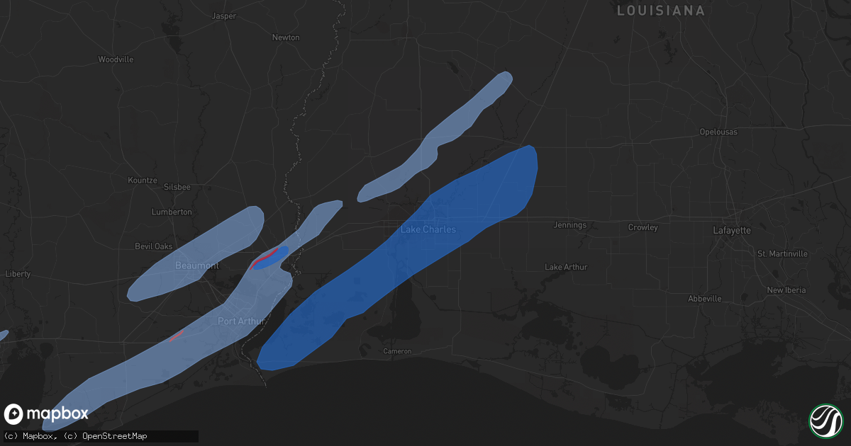Hail map in Lake Charles, LA on January 24, 2023