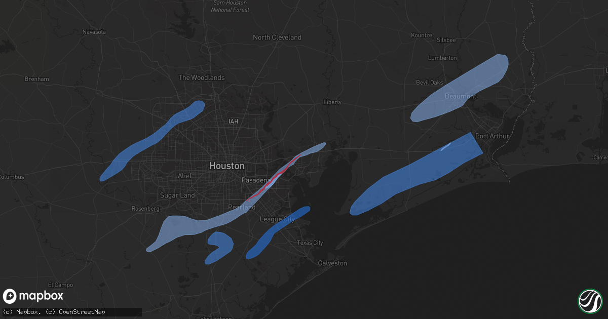 Hail map in League City, TX on January 24, 2023