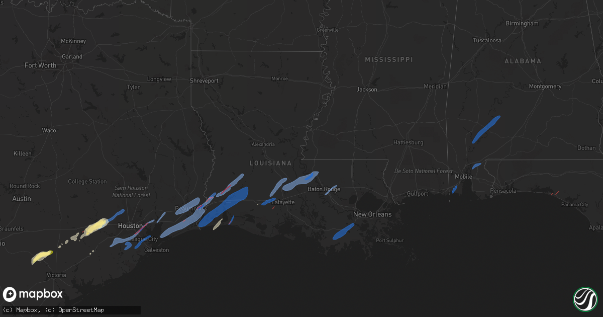 Hail map in Louisiana on January 24, 2023