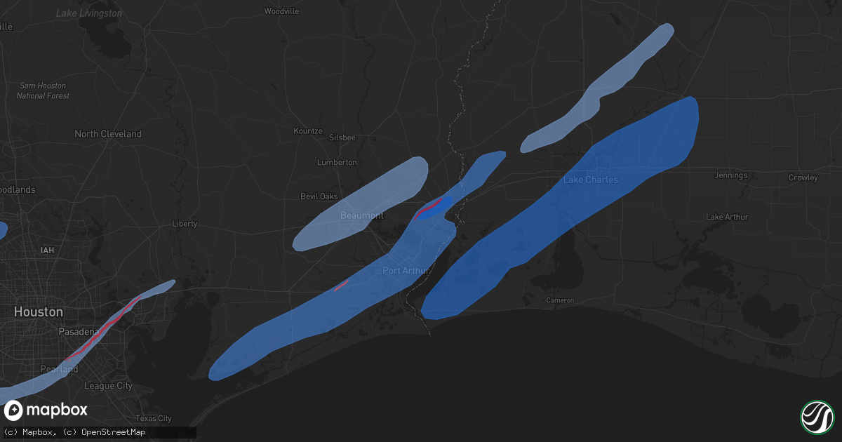 Hail map in Orange, TX on January 24, 2023