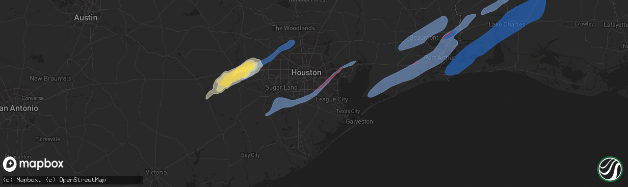 Hail map in Pearland, TX on January 24, 2023