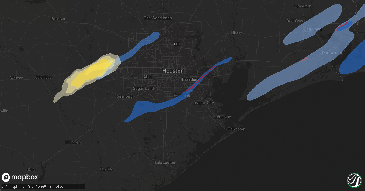 Hail map in Pearland, TX on January 24, 2023