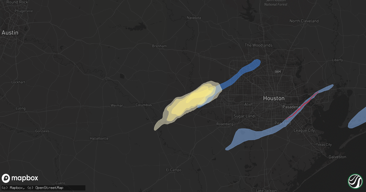 Hail map in Sealy, TX on January 24, 2023