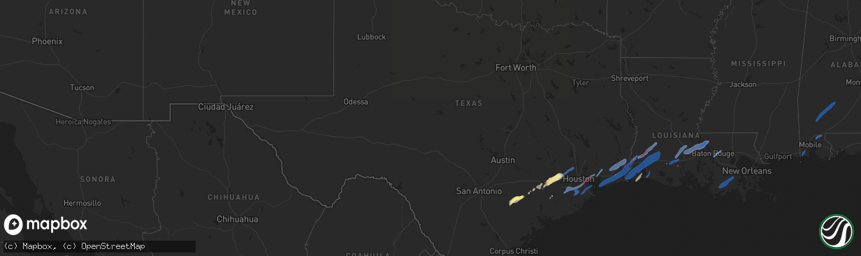 Hail map in Texas on January 24, 2023