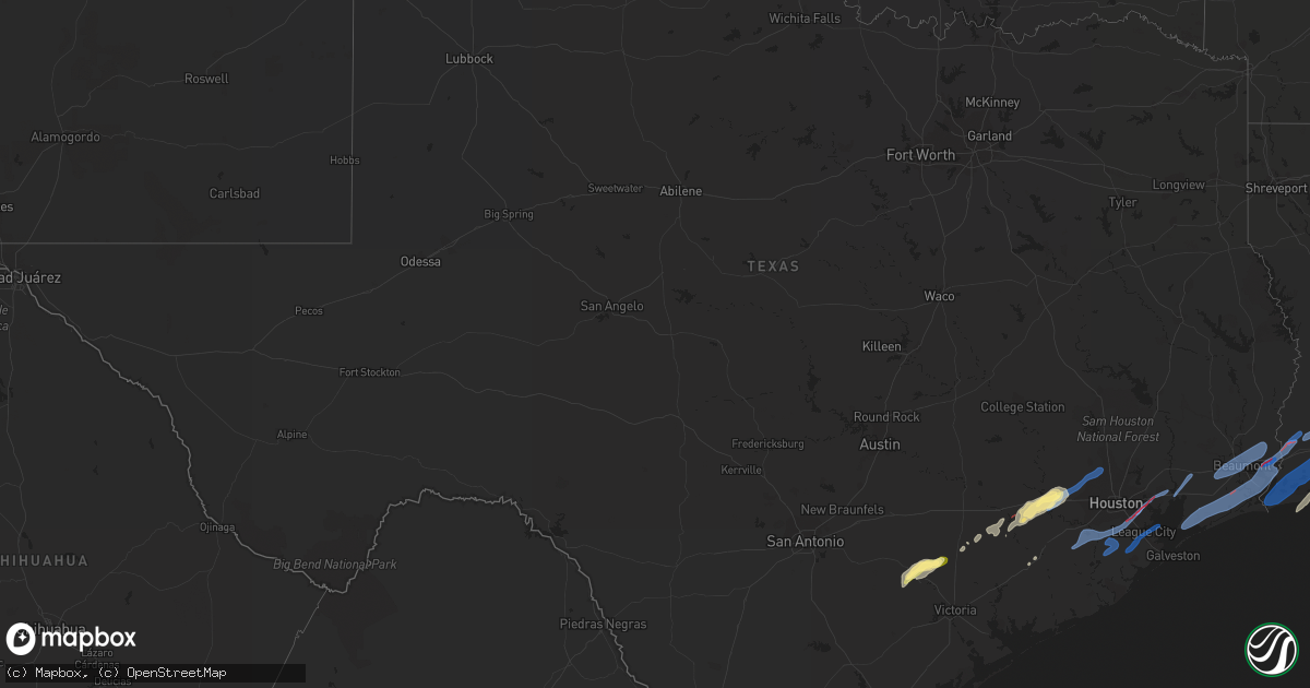 Hail map in Texas on January 24, 2023