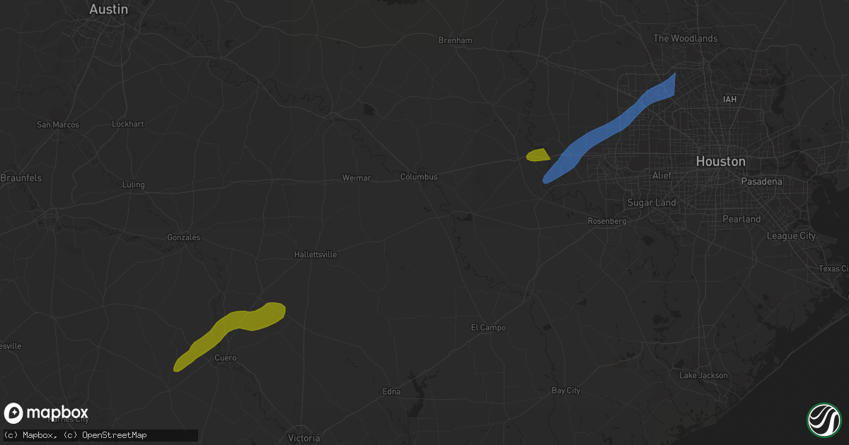 Hail map in Yorktown, TX on January 24, 2023