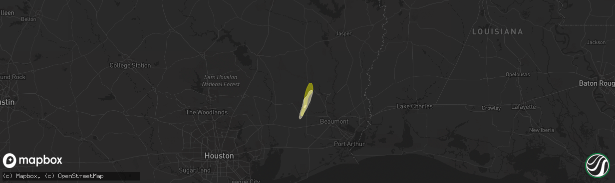 Hail map in Kountze, TX on January 24, 2024