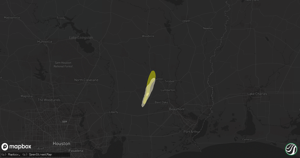 Hail map in Kountze, TX on January 24, 2024
