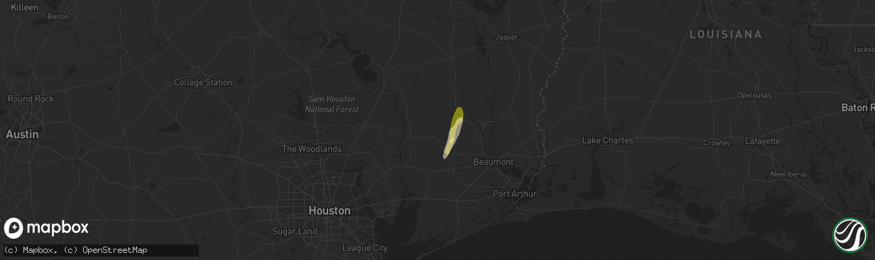 Hail map in Saratoga, TX on January 24, 2024