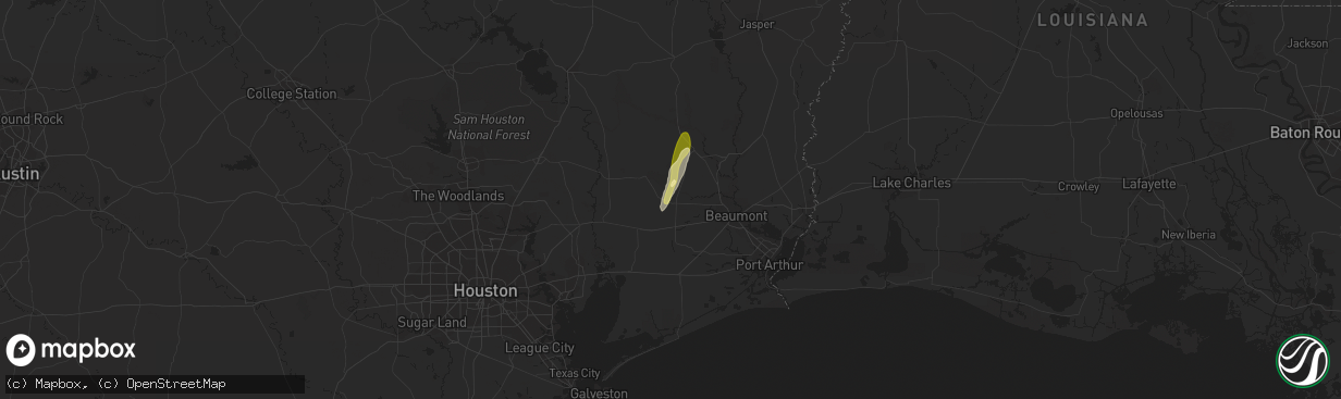 Hail map in Sour Lake, TX on January 24, 2024