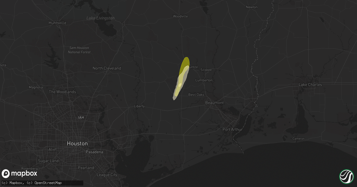 Hail map in Sour Lake, TX on January 24, 2024