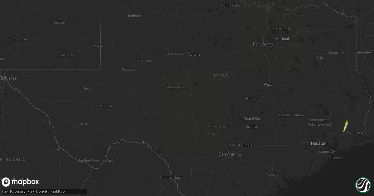 Hail map in Texas on January 24, 2024