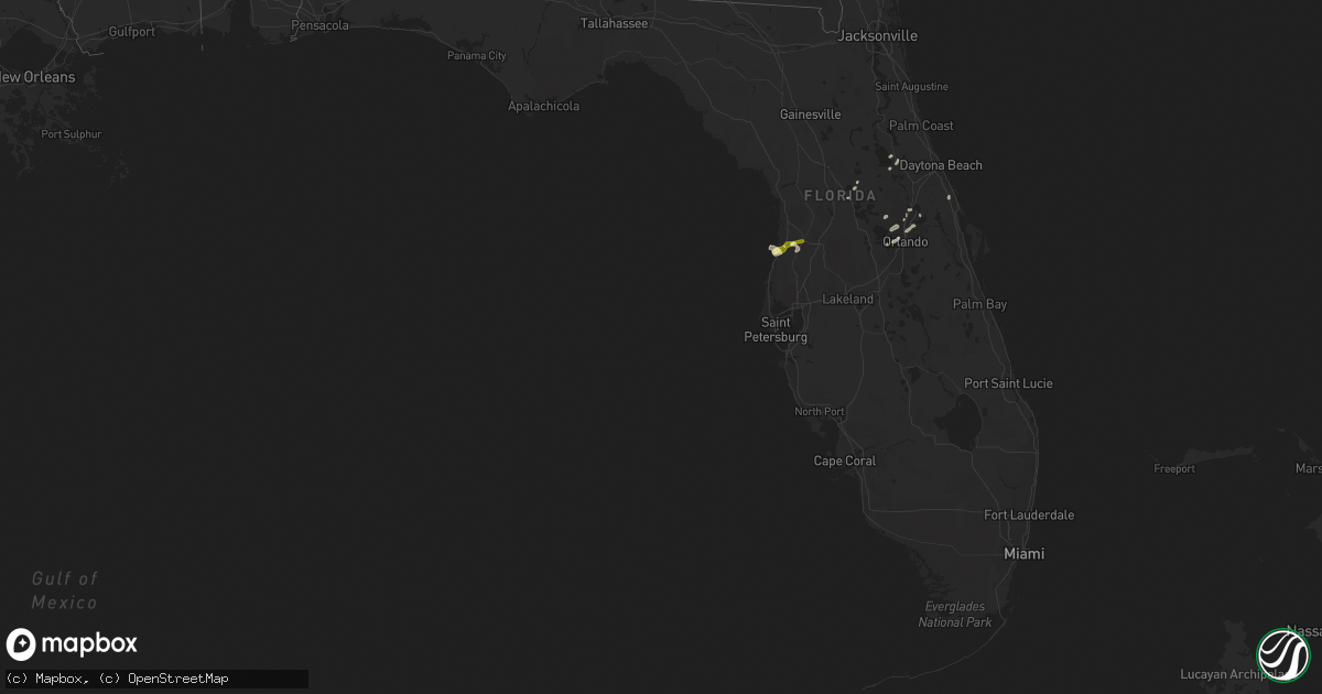 Hail map in Florida on January 25, 2011