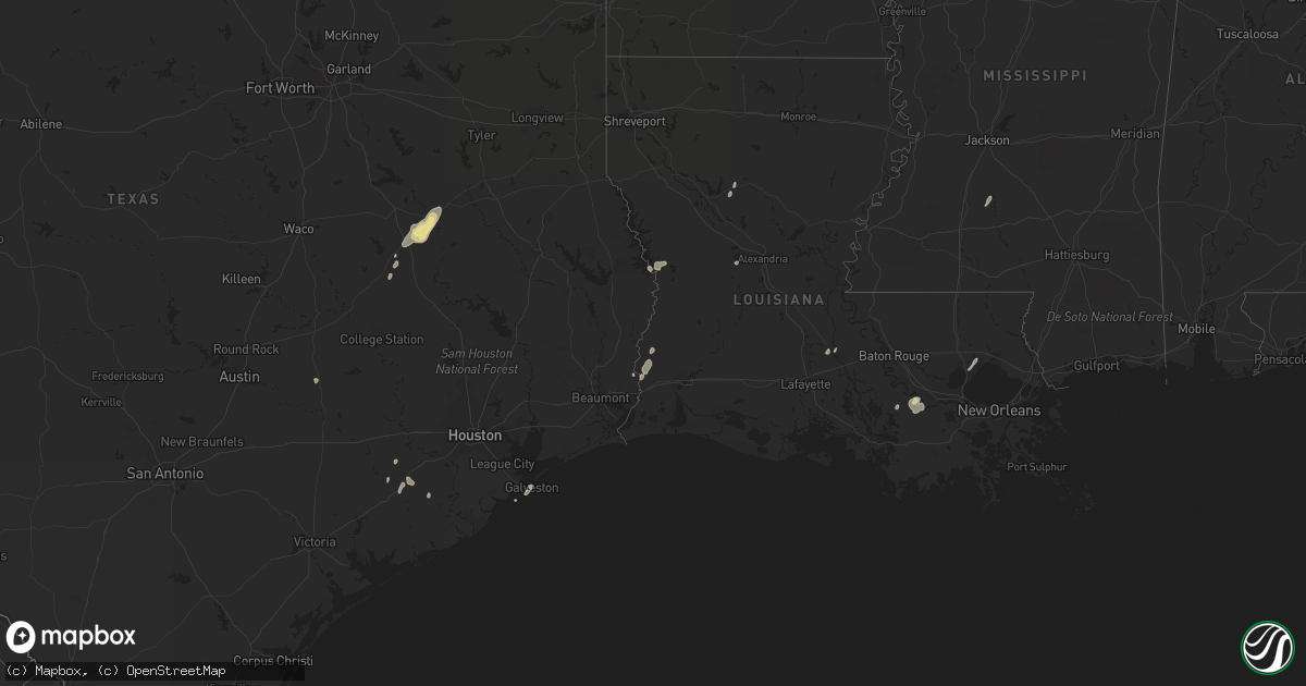 Hail map in Louisiana on January 25, 2012