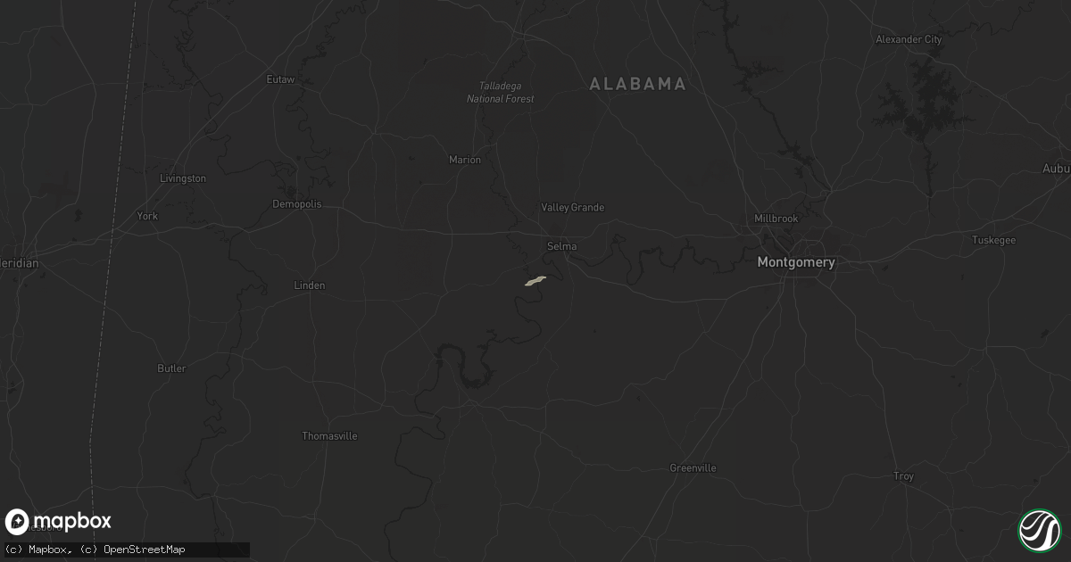 Hail map in Hamilton, MS on January 25, 2017