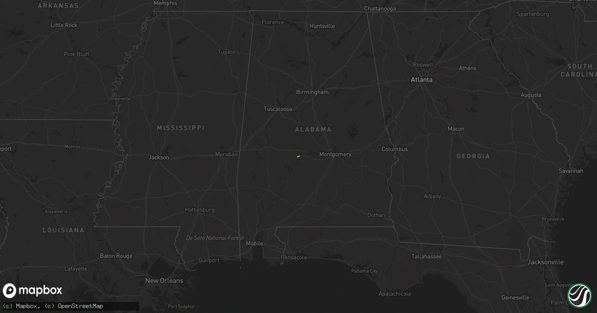 Hail map in Mississippi on January 25, 2017