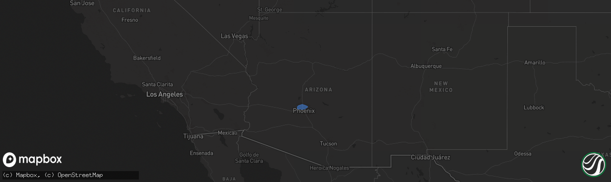 Hail map in Arizona on January 25, 2021