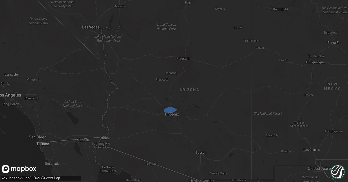 Hail map in Arizona on January 25, 2021