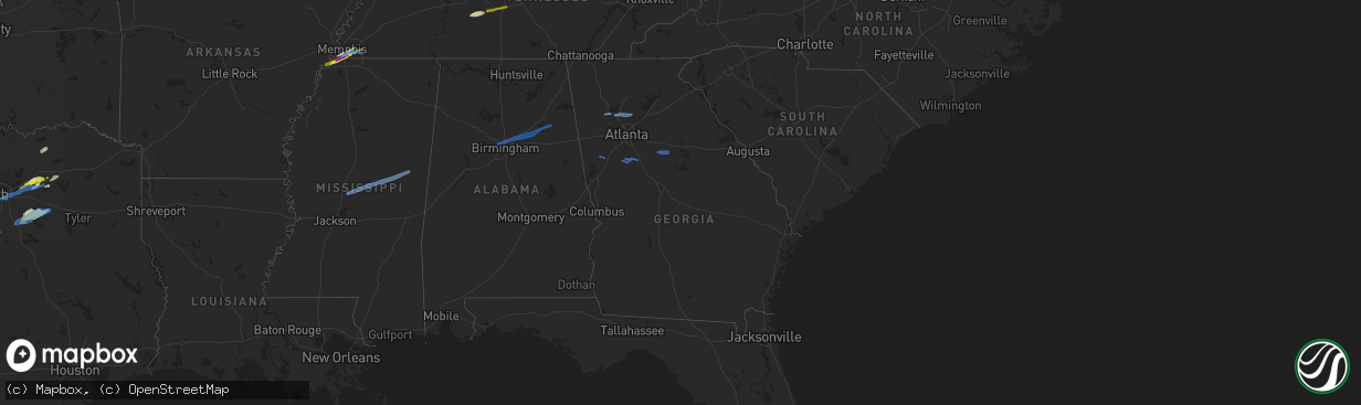 Hail map in Georgia on January 25, 2021