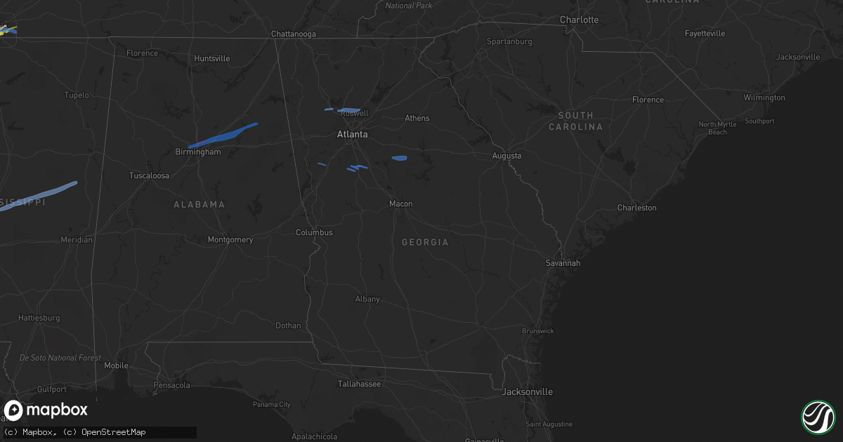 Hail map in Georgia on January 25, 2021