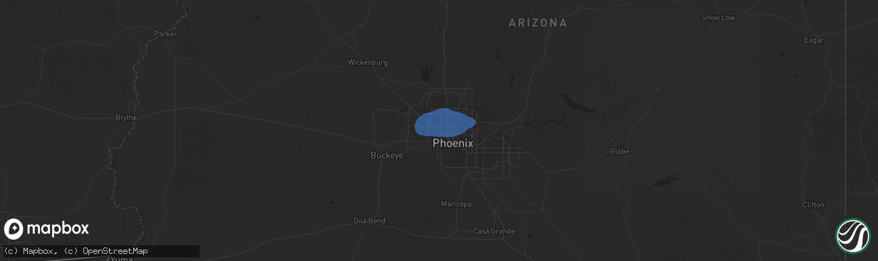 Hail map in Glendale, AZ on January 25, 2021