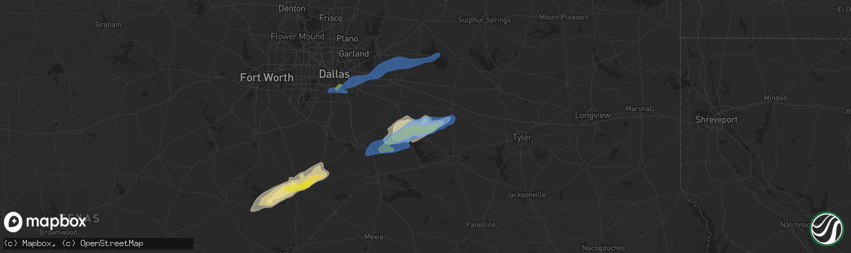 Hail map in Mabank, TX on January 25, 2021