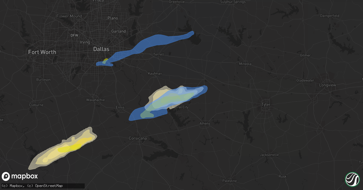 Hail map in Mabank, TX on January 25, 2021