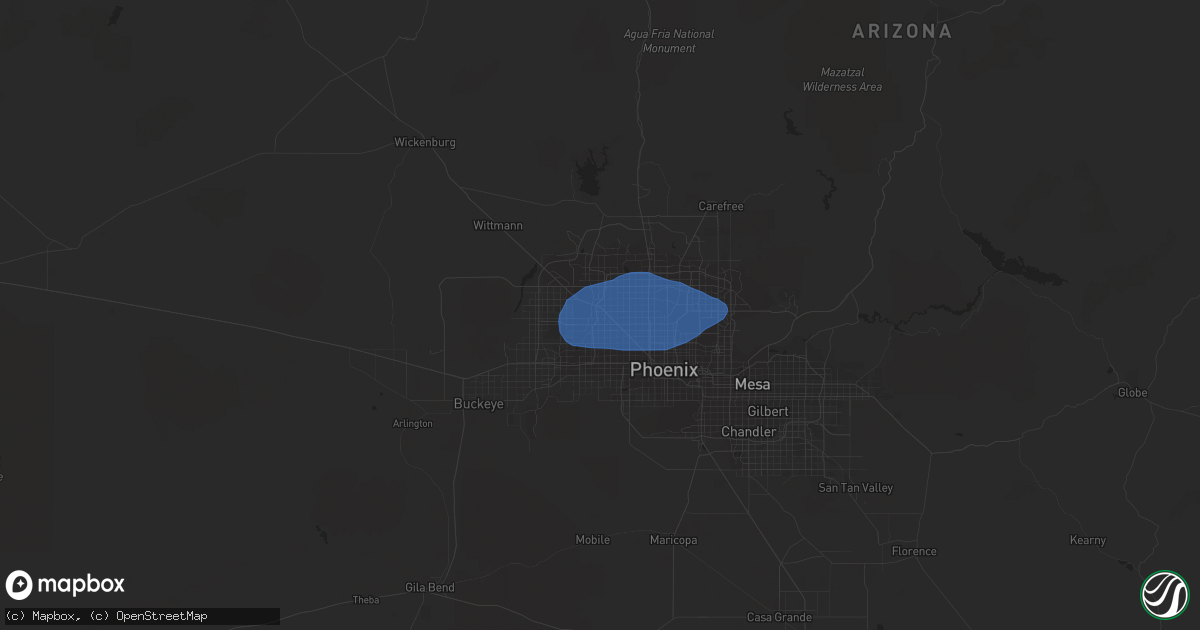 Hail map in Peoria, AZ on January 25, 2021