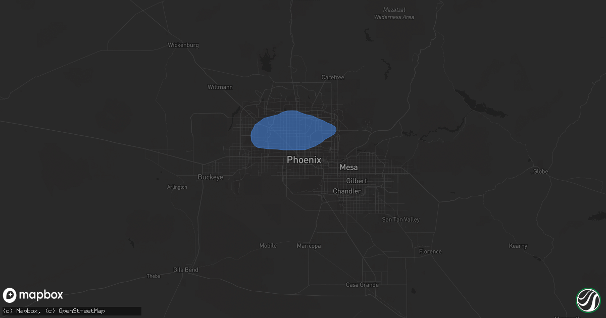 Hail map in Phoenix, AZ on January 25, 2021