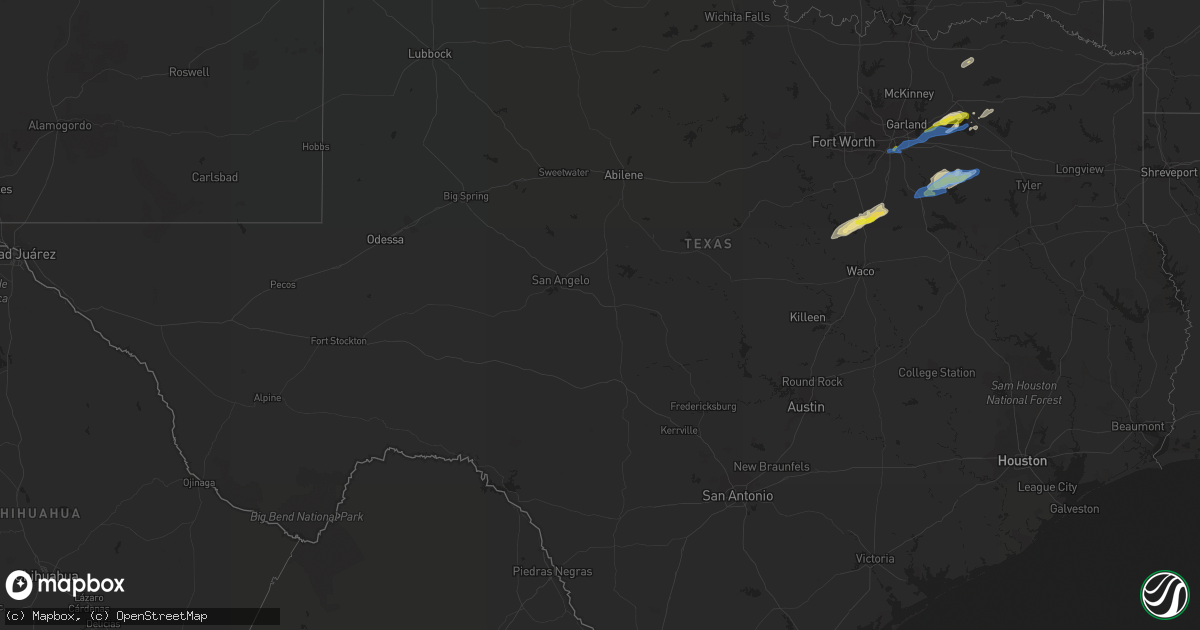 Hail map in Texas on January 25, 2021