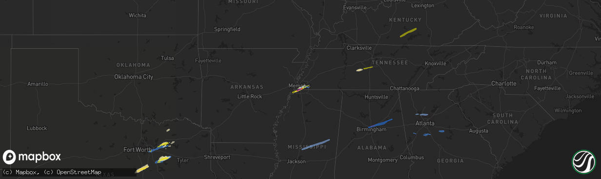 Hail map on January 25, 2021