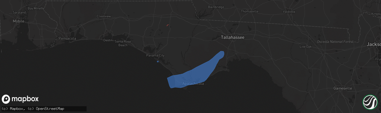 Hail map in Apalachicola, FL on January 25, 2023