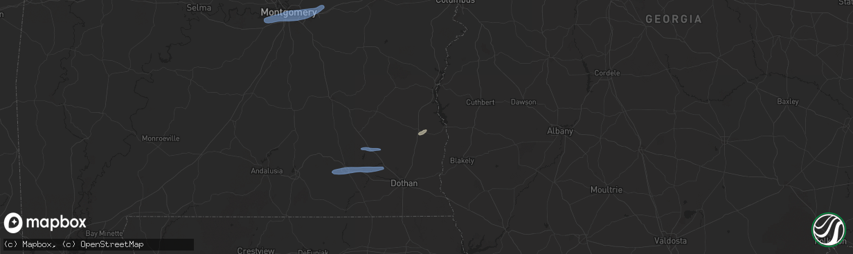 Hail map in Abbeville, AL on January 25, 2026
