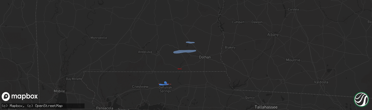 Hail map in Daleville, AL on January 25, 2026