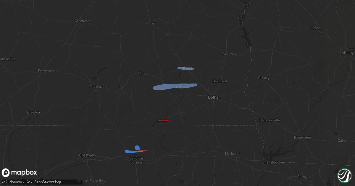 Hail map in Daleville, AL on January 25, 2026