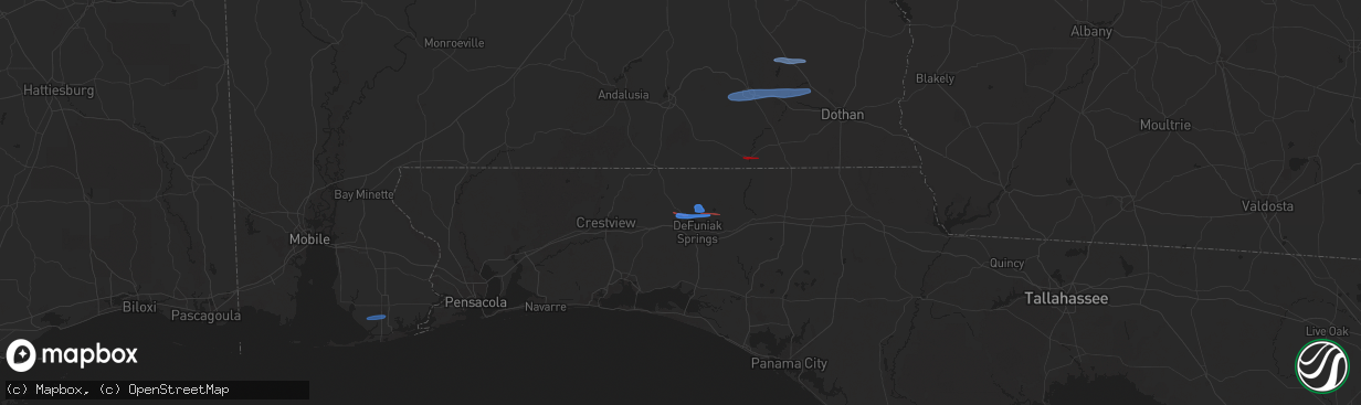 Hail map in Defuniak Springs, FL on January 25, 2026