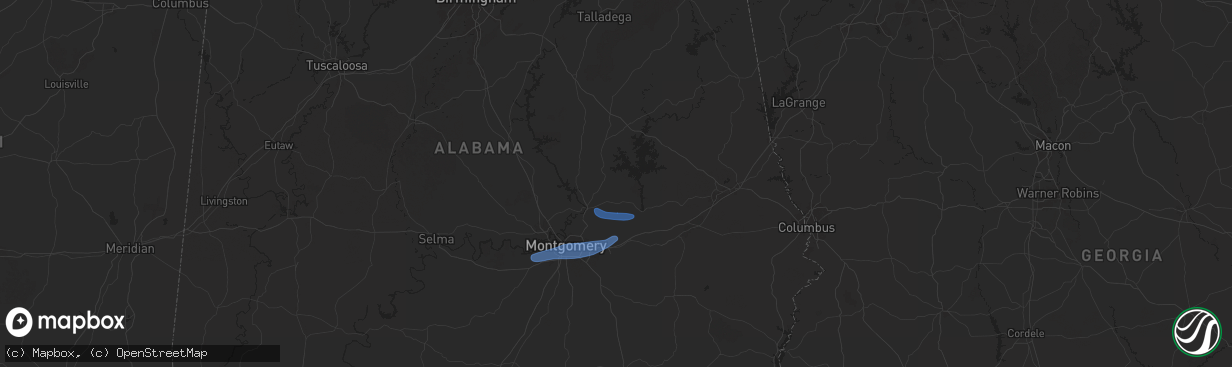 Hail map in Eclectic, AL on January 25, 2026