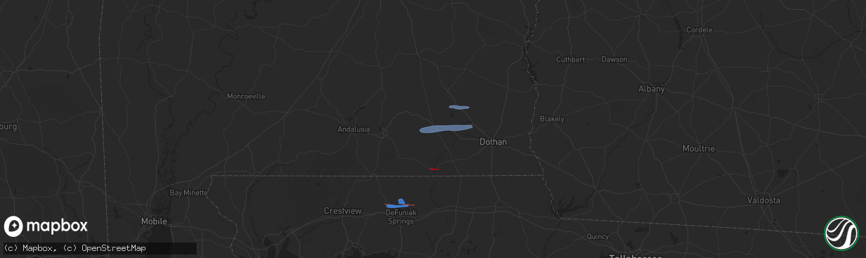 Hail map in Enterprise, AL on January 25, 2026
