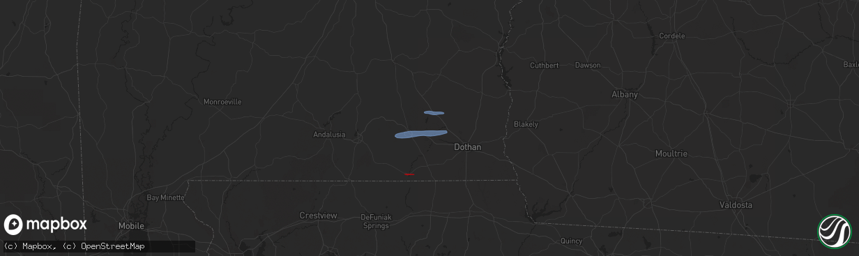 Hail map in Fort Rucker, AL on January 25, 2026
