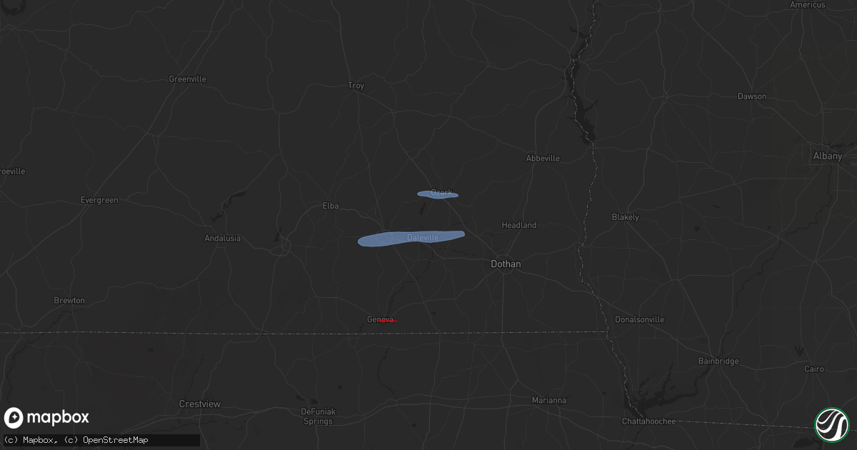 Hail map in Fort Rucker, AL on January 25, 2026
