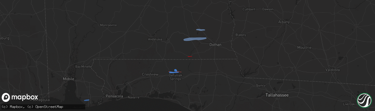 Hail map in Geneva, AL on January 25, 2026