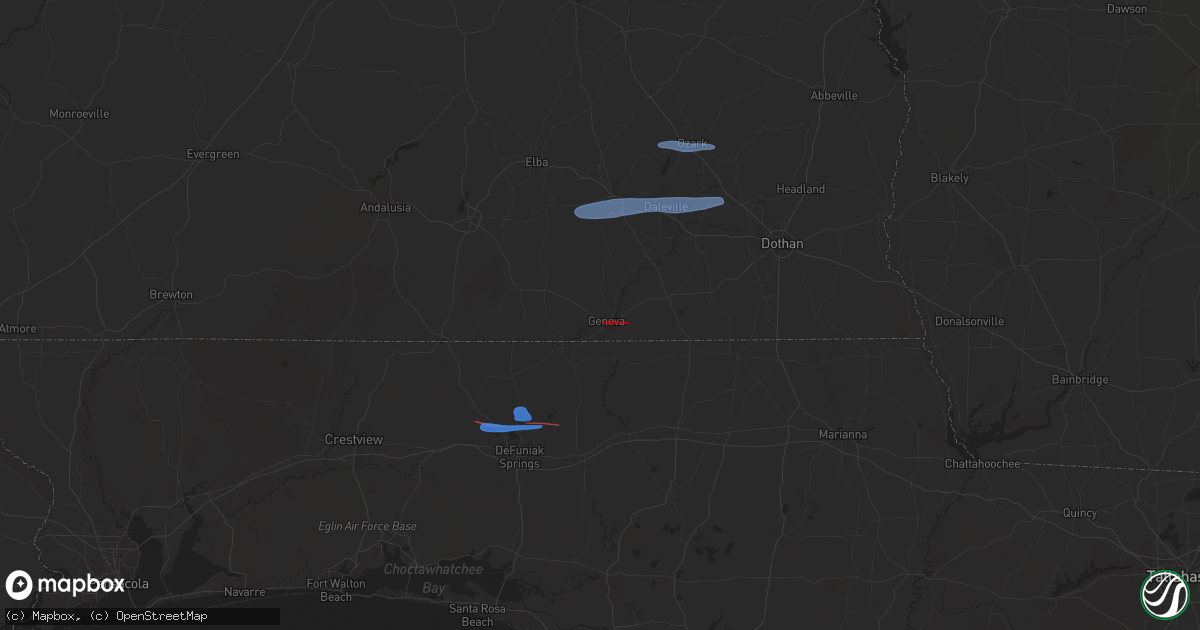 Hail map in Geneva, AL on January 25, 2026