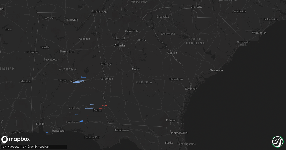 Hail map in Georgia on January 25, 2026