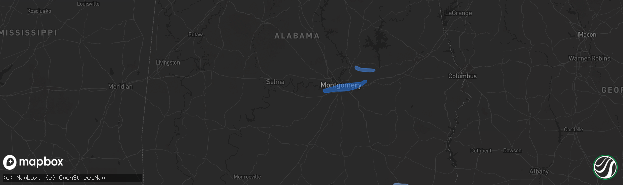 Hail map in Lowndesboro, AL on January 25, 2026