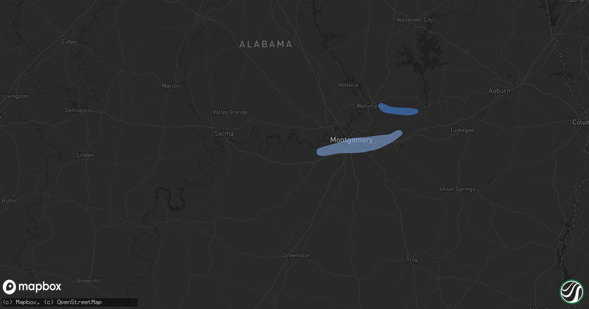 Hail map in Lowndesboro, AL on January 25, 2026